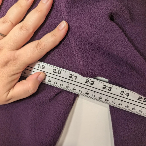 Vintage Plum Eggplant Purple Button Down Eyelet Detailed Soft Fleece Cardigan L - Picture 10 of 10